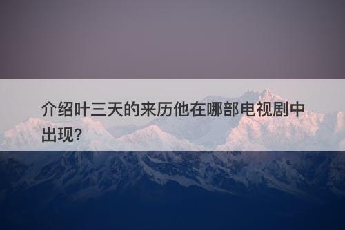 介绍叶三天的来历他在哪部电视剧中出现？