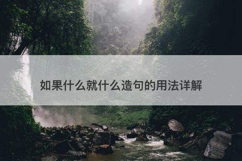 如果什么就什么造句的用法详解