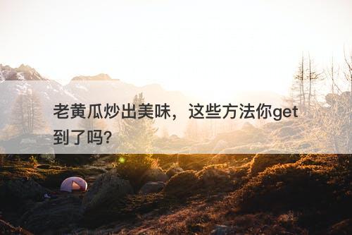 老黄瓜炒出美味，这些方法你get到了吗？