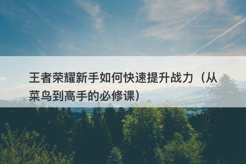 王者荣耀新手如何快速提升战力（从菜鸟到高手的必修课）