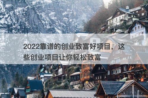 2022靠谱的创业致富好项目，这些创业项目让你轻松致富