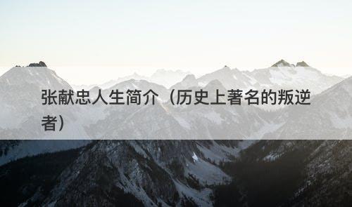 张献忠人生简介（历史上著名的叛逆者）-图1
