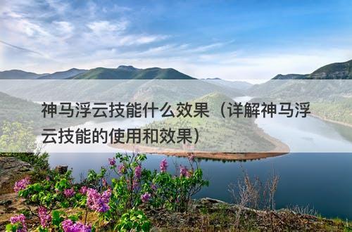 神马浮云技能什么效果（详解神马浮云技能的使用和效果）