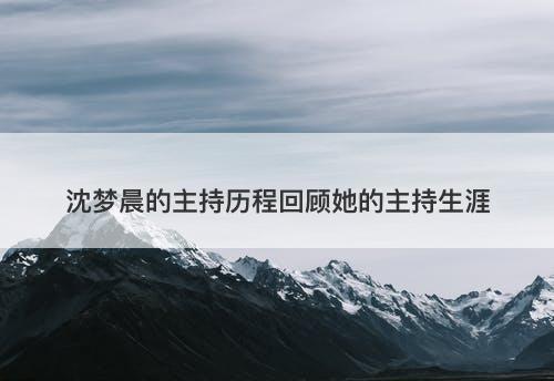 沈梦晨的主持历程回顾她的主持生涯