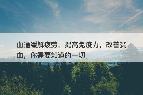 血通缓解疲劳，提高免疫力，改善贫血，你需要知道的一切