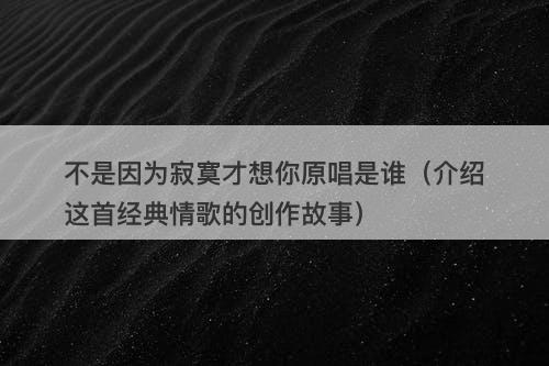 不是因为寂寞才想你原唱是谁（介绍这首经典情歌的创作故事）