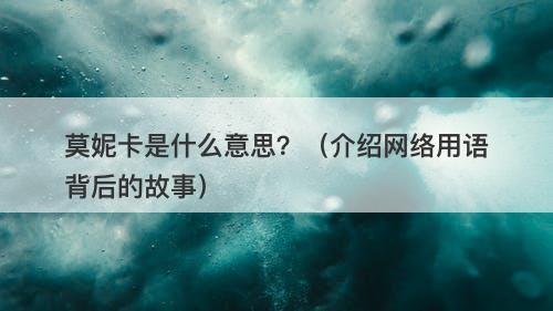 莫妮卡是什么意思？（介绍网络用语背后的故事）