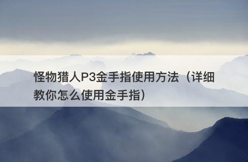 怪物猎人P3金手指使用方法（详细教你怎么使用金手指）