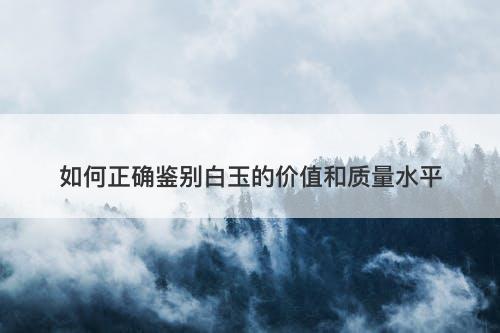 如何正确鉴别白玉的价值和质量水平