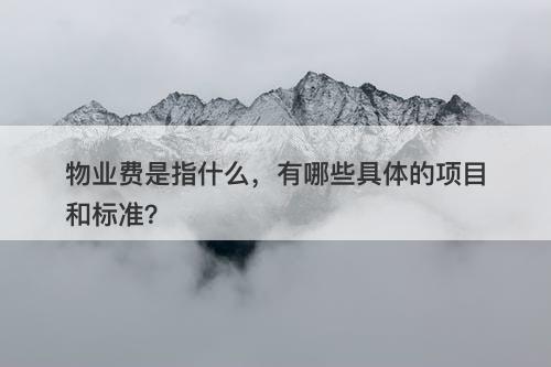 物业费是指什么，有哪些具体的项目和标准？