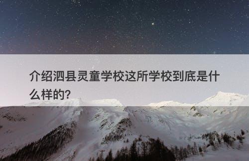 介绍泗县灵童学校这所学校到底是什么样的？