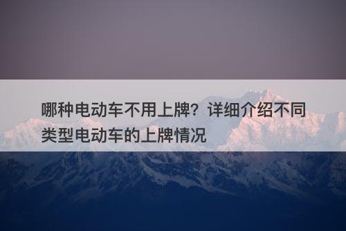 哪种电动车不用上牌？详细介绍不同类型电动车的上牌情况