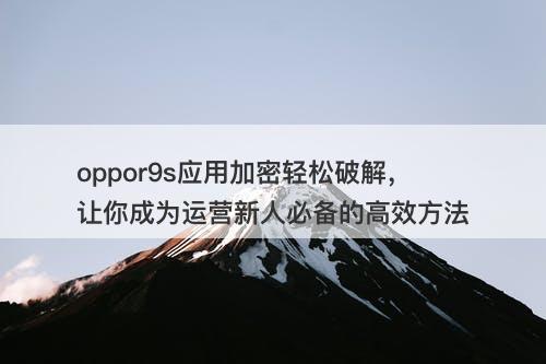 oppor9s应用加密轻松破解，让你成为运营新人必备的高效方法