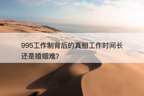 995工作制背后的真相工作时间长还是婚姻难？