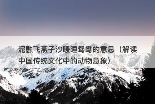 泥融飞燕子沙暖睡鸳鸯的意思（解读中国传统文化中的动物意象）