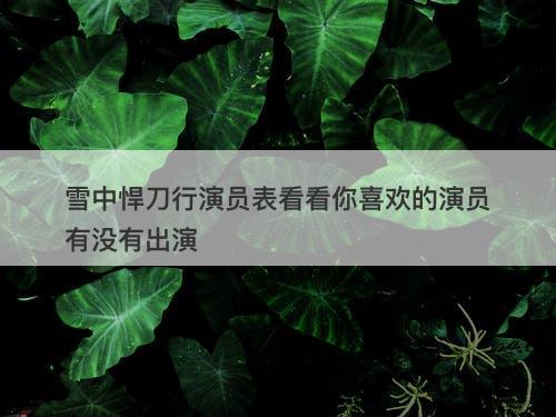 雪中悍刀行演员表看看你喜欢的演员有没有出演