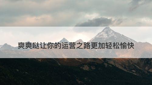 爽爽哒让你的运营之路更加轻松愉快